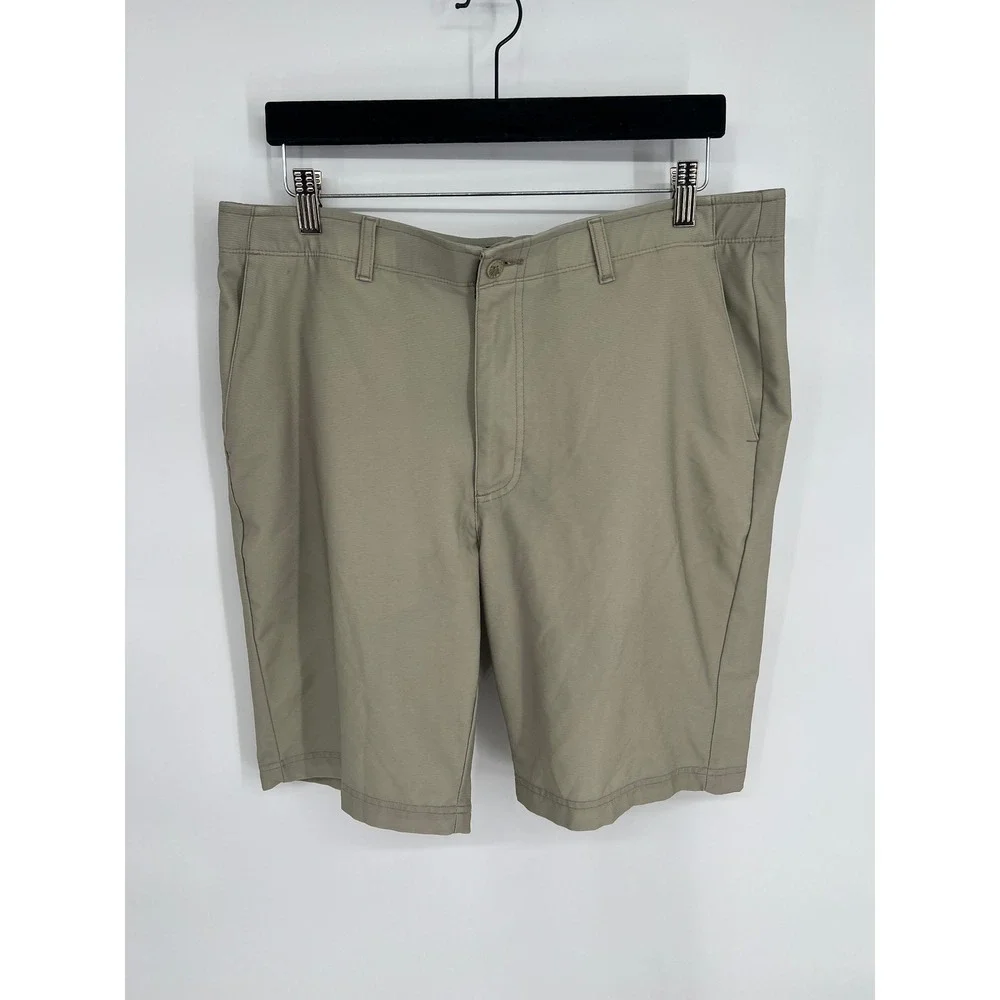 Bolle Mens Khaki Tan Micro Stripe Performance Golf Shorts‎ Size 36 Stretch
